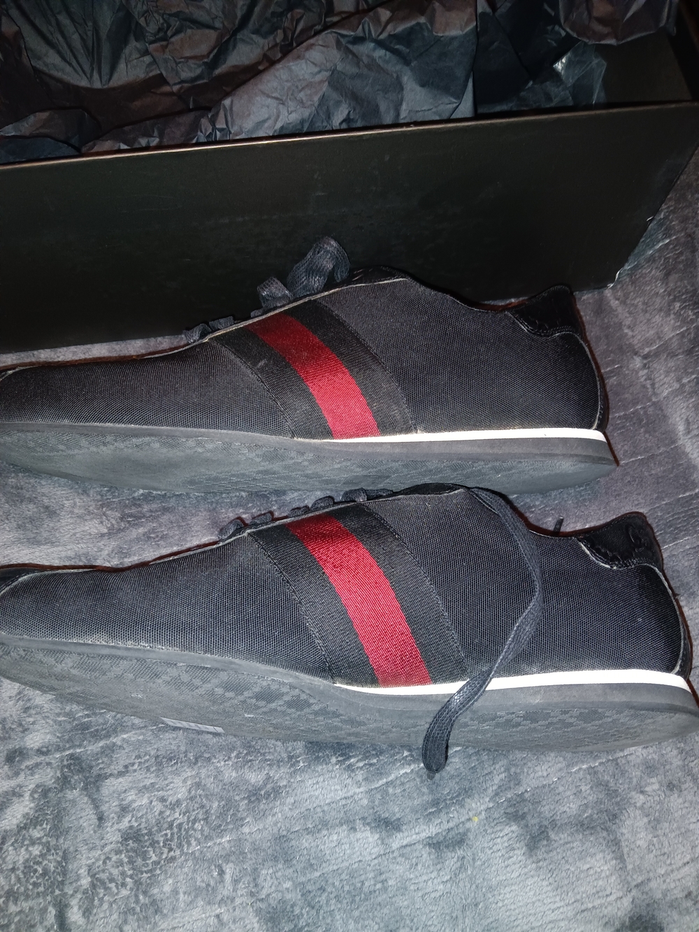 Gucci Black Sneakers with Red Web Stripe - Picture 3 of 5